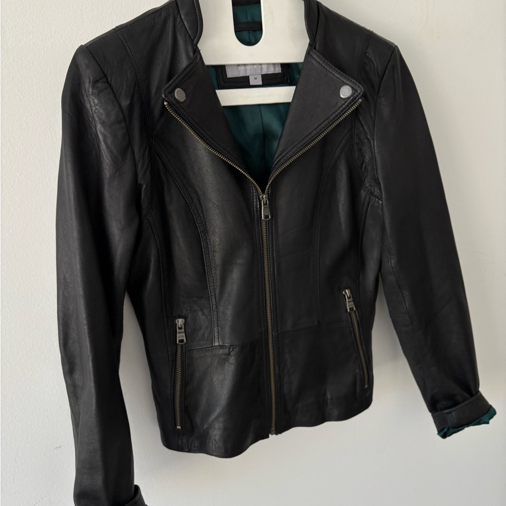 NWOT Marc New York Black Leather Moto Jacket M